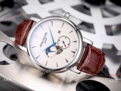 Patek Philippe Calatrava 42mm Copy Watches - SS White Moonphase Dial